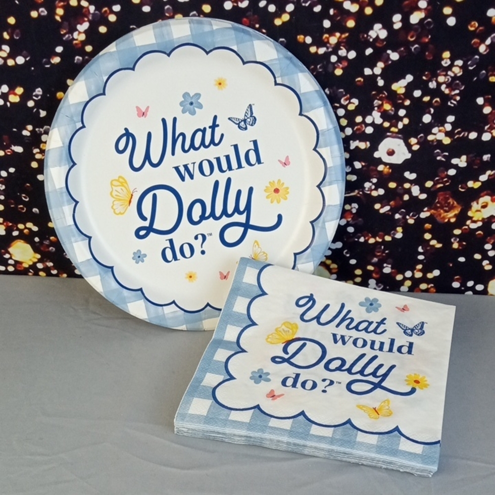 What Would Dolly Do? Blue Gingham Party Plates & Napkins - Dolly Collection